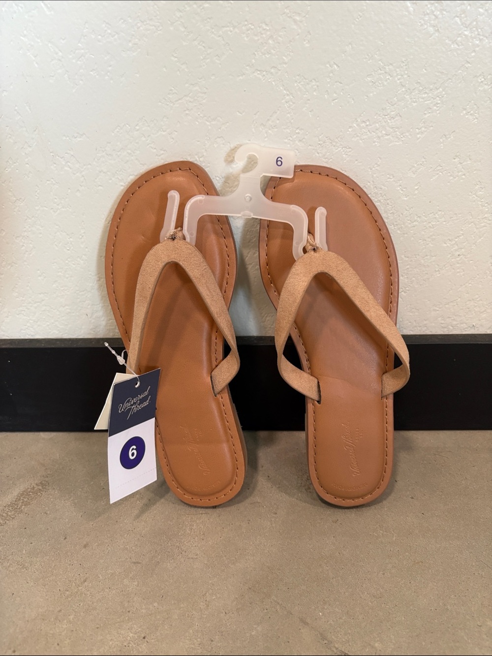 Women’s Tan Flip-Flop Sandals - Size 6